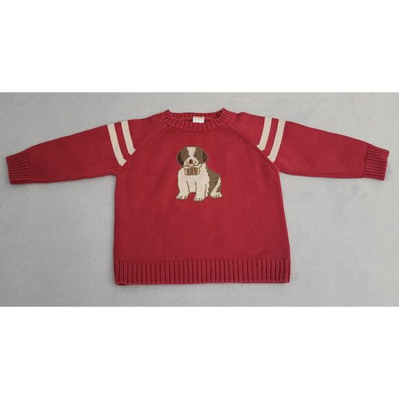2007 Gymboree Boys Toddler Sweater 2T Red Saint Bernard Dog 100% Cotton - Picture 1 of 5
